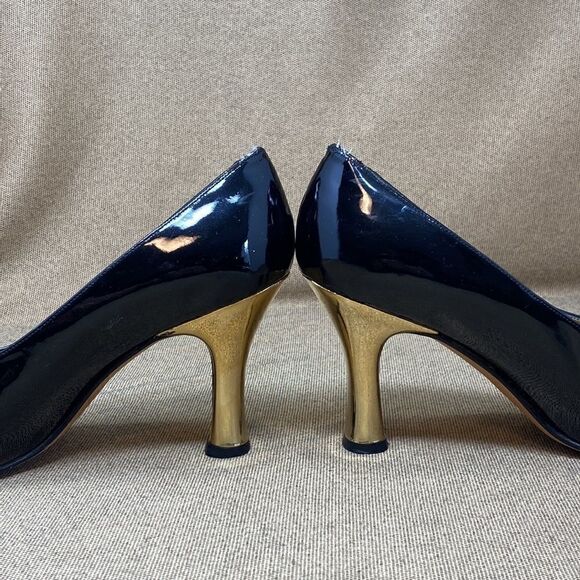 Vintage Timothy Hitsman Patent Leather Gold Heels - Picture 5 of 10